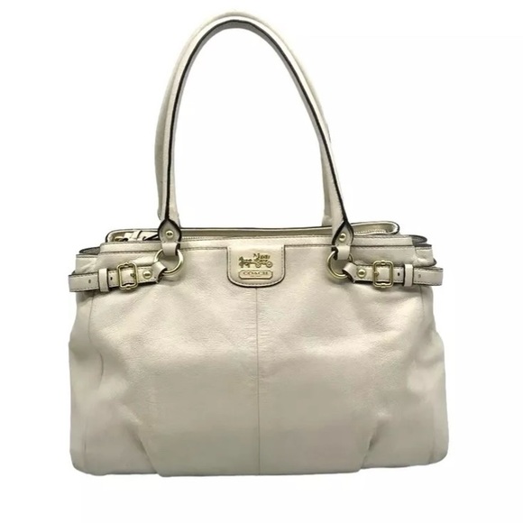 Coach Madison Kara Ivory White Leather Carryall Tote - Picture 13 of 16